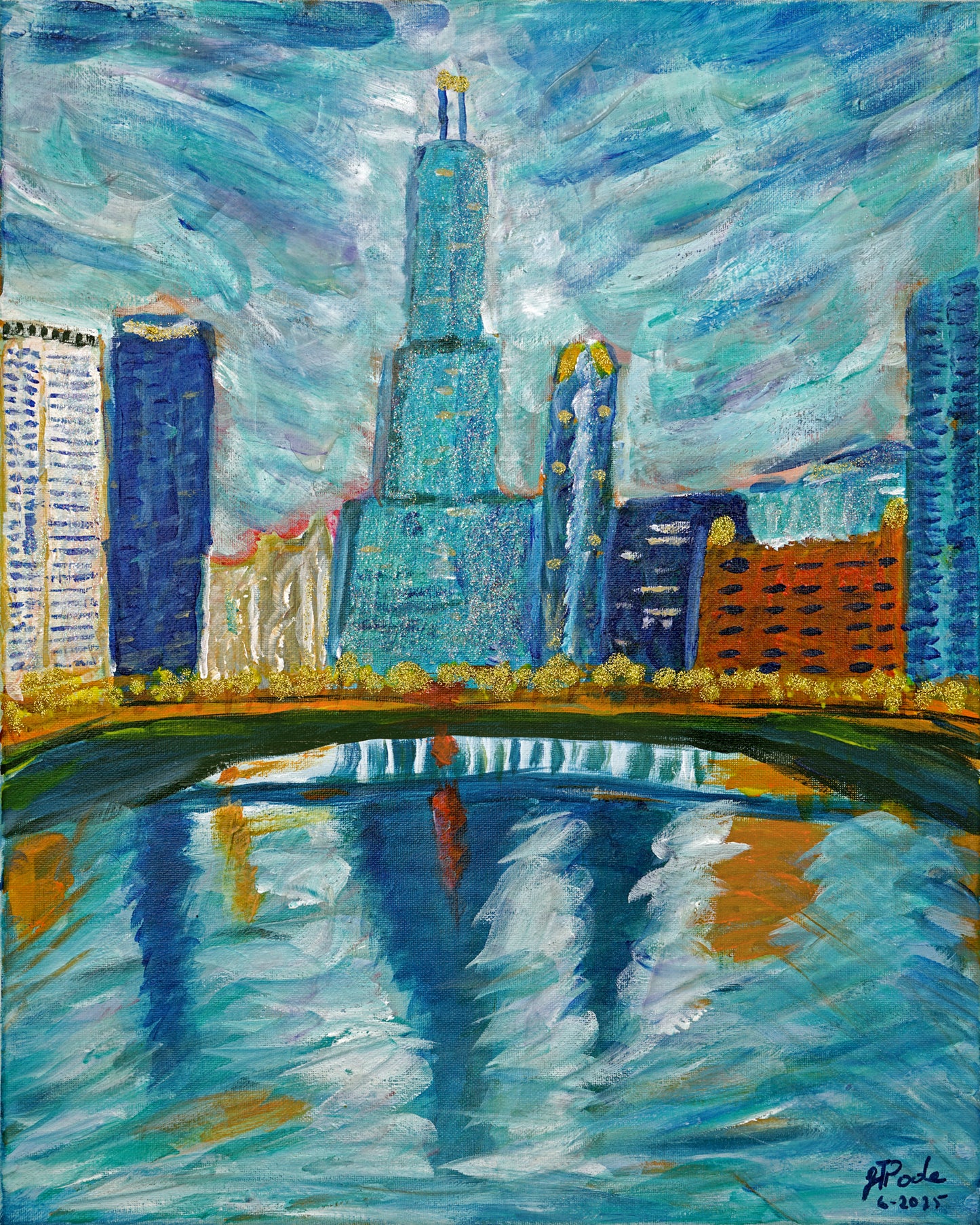 Chicago Shine - Original 16x20 Acrylic Painting on Canvas