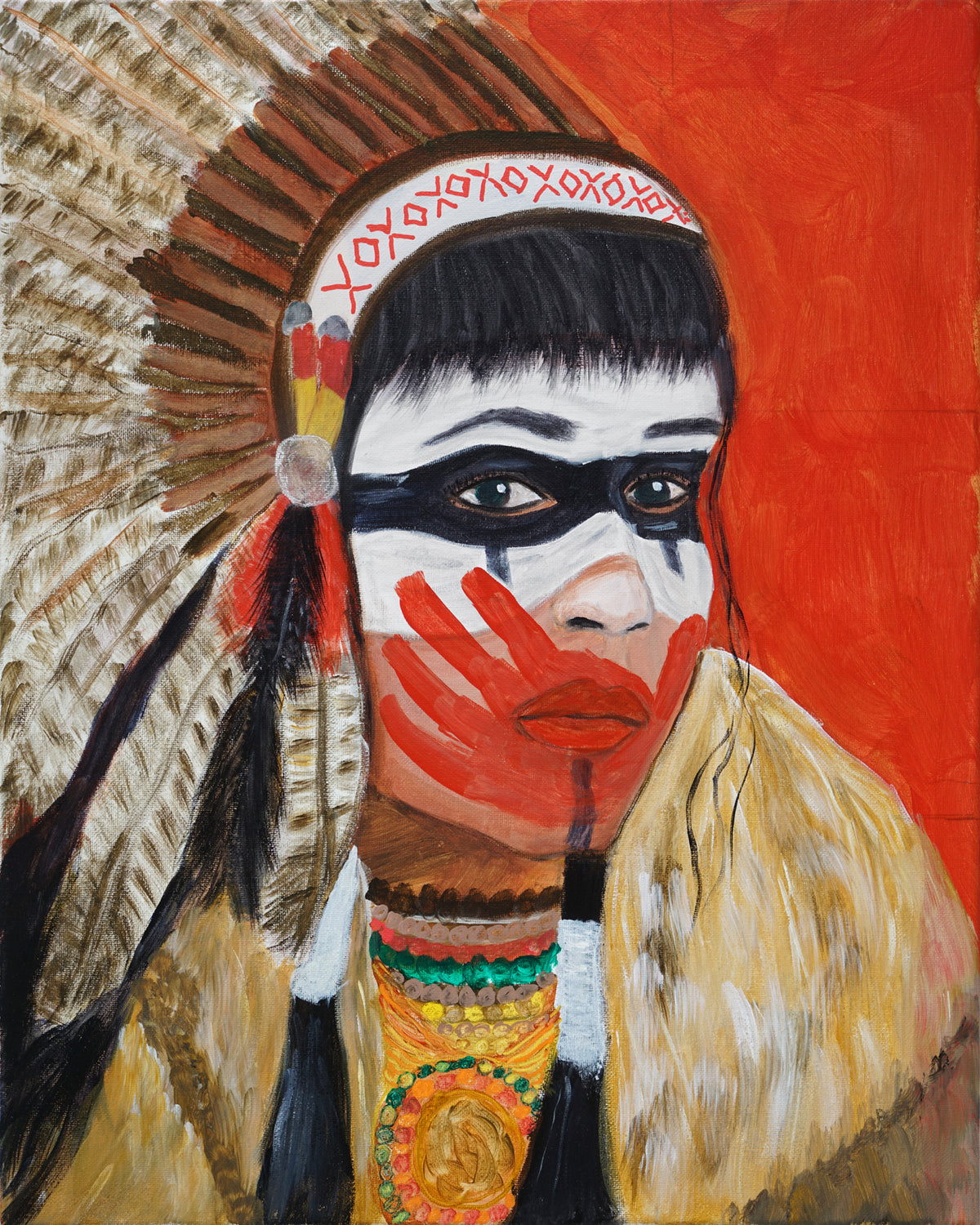 The Painted -Native American- Original 20x16 Acrylic painting on canvas
