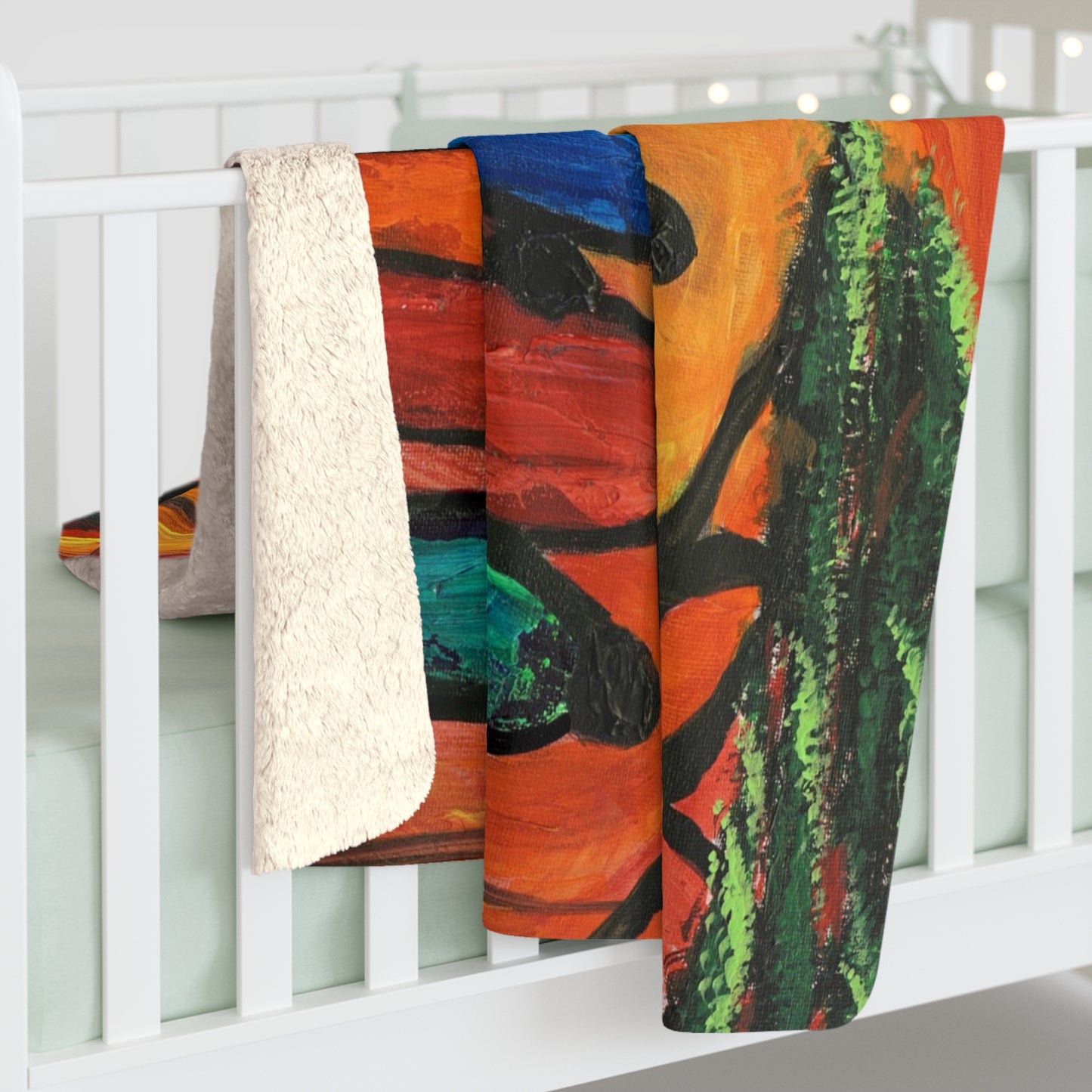 Vibrant Sherpa Fleece Blanket – Cozy Art Blanket, Warm Throw Blanket, Living Room Decor, Unique Gift for Him/Her, Festival Blanket