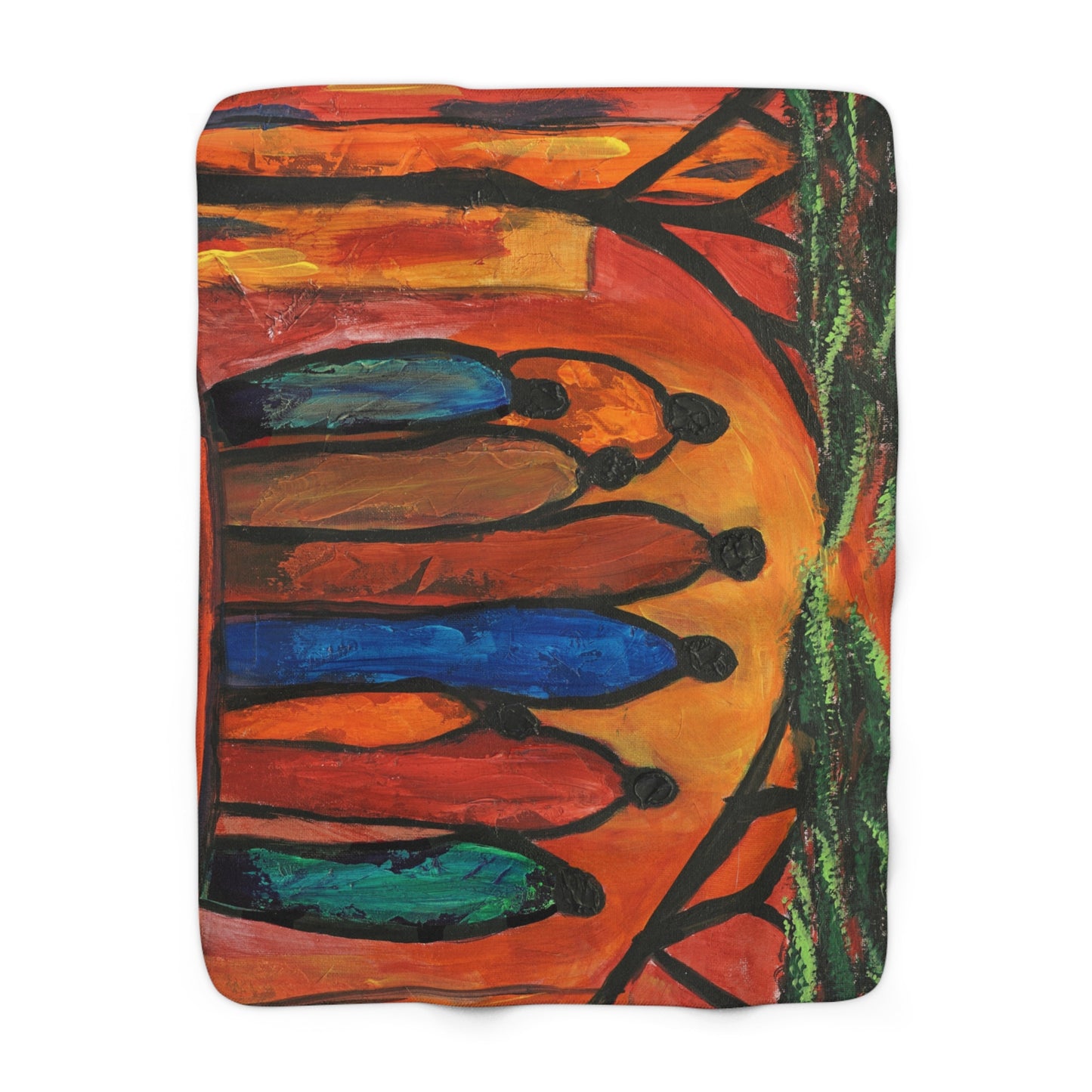 Vibrant Sherpa Fleece Blanket – Cozy Art Blanket, Warm Throw Blanket, Living Room Decor, Unique Gift for Him/Her, Festival Blanket