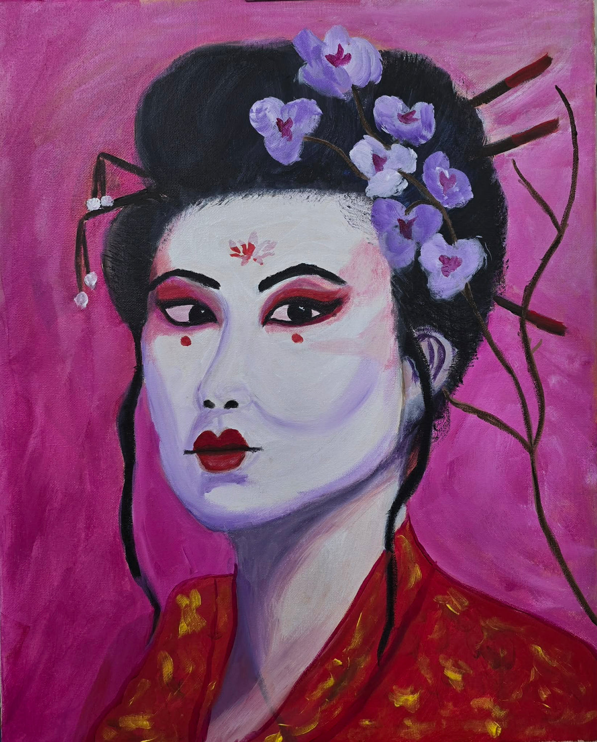 The Painted -Geisha- Original 20x16 Acrylic painting on canvas