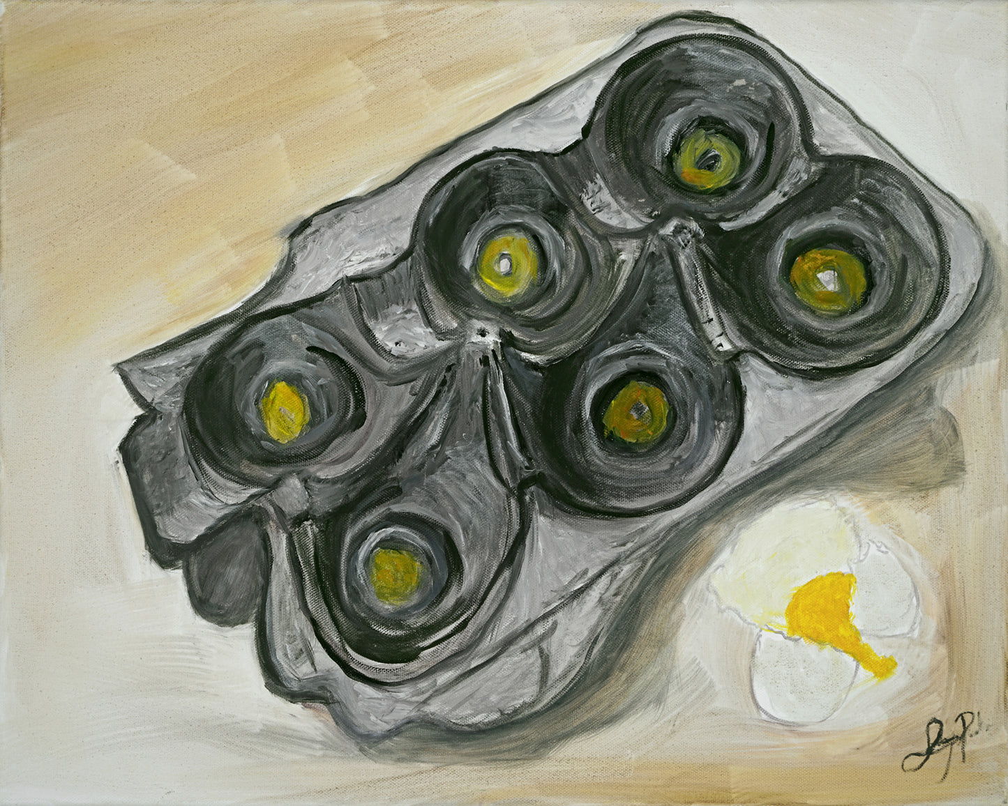 Another Broken Egg - Original 16x20 Oil painting on canvas
