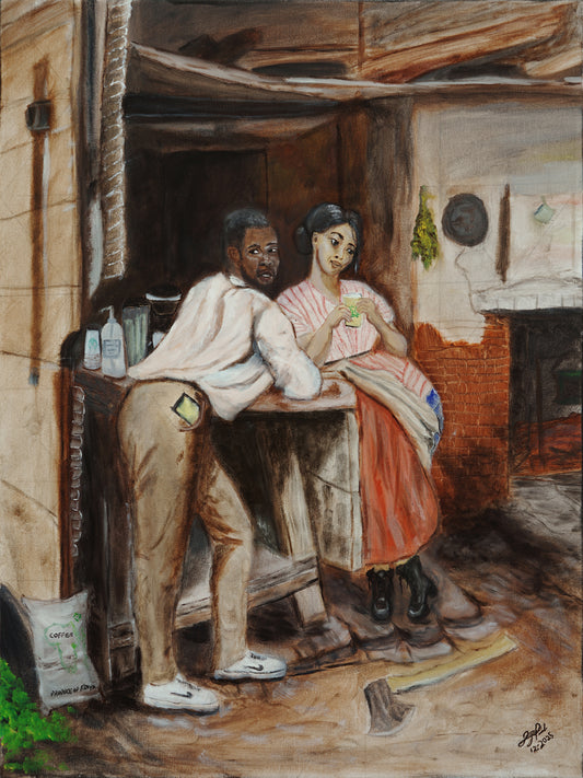 The Coffee Bar - Original 16x20 Oil Painting On Canvas