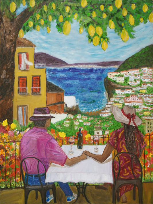 Positano View - Original 40x30 Oil Painting on Canvas