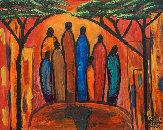 The Ancestors - Original 20x16 Acrylic Painting on a Flat Canvas Board