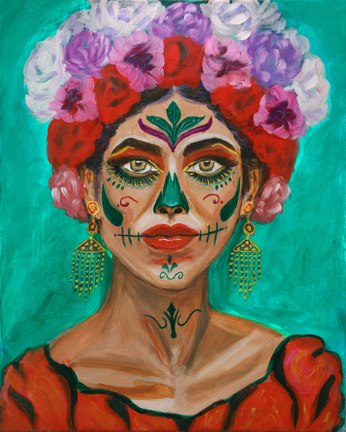 The Painted -Dia De Los Muertos- Original 20x16 Acrylic painting on canvas